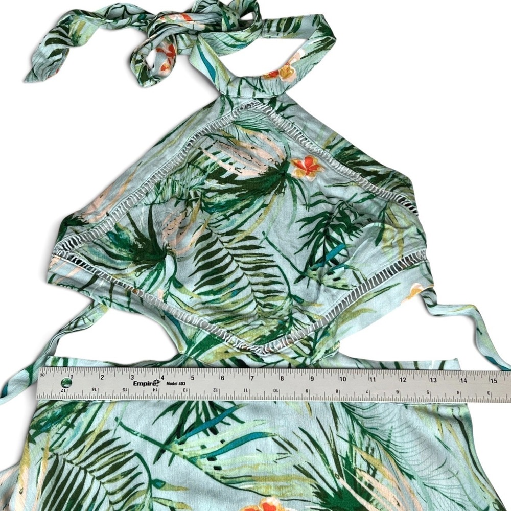 Lulus St Tropez Womens Sz Sm Tropical Floral Blue Halter Dress Asymmetrical $84 - Picture 14 of 16